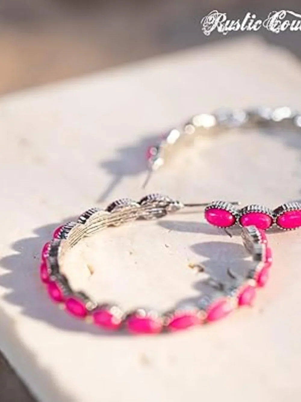 Pink Cowgirl Boho‎ Earrings Hoop Style Western Statement Jewelry